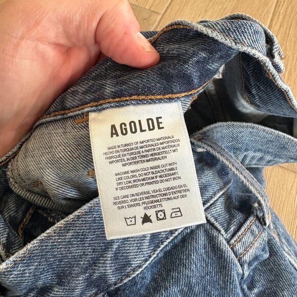 AGOLDE Cooper Cargo Jeans Women's 24 Blue Denim Medium Wash Pockets Utility - Picture 3 of 10